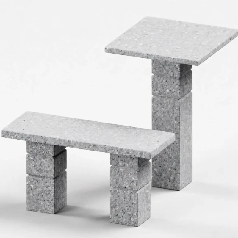 Лавка и стол светло-серые G603