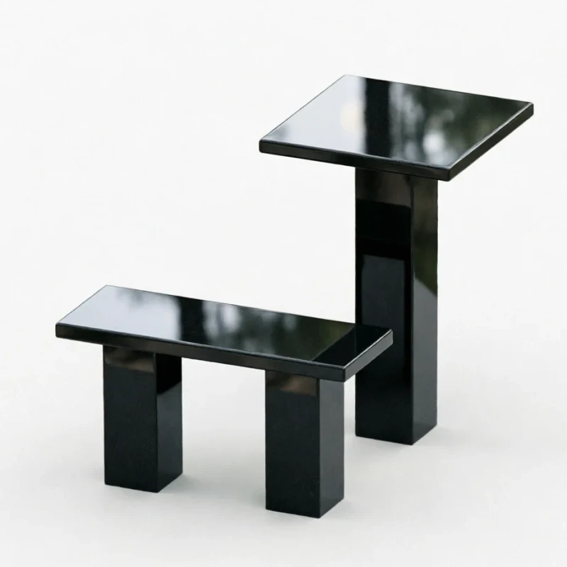 Лавка и стол черный